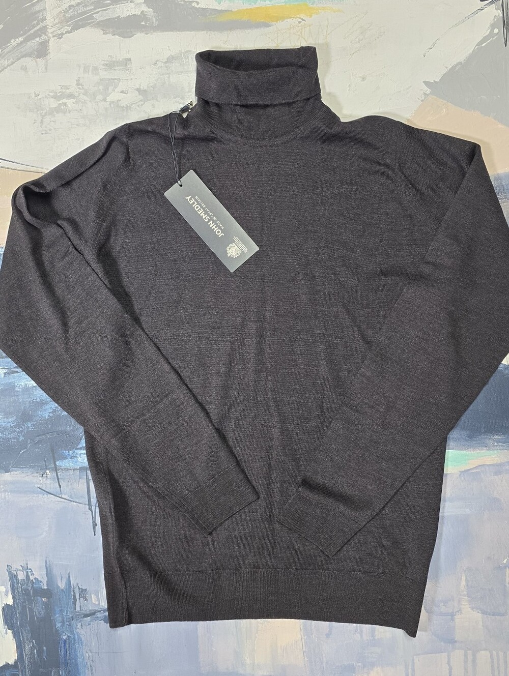 John Smedley Belvoir Pullover Slim Fit Mens Medium Soot Extra Fine Merino Wool